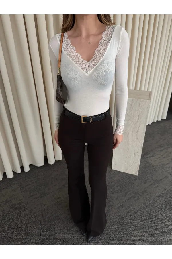 Pantalon marron style espagnol à jambes larges - 1404