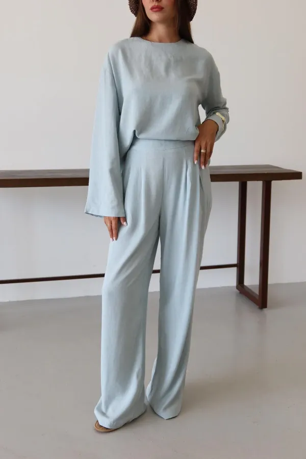 Blue Marisol Blouse and Pants Set