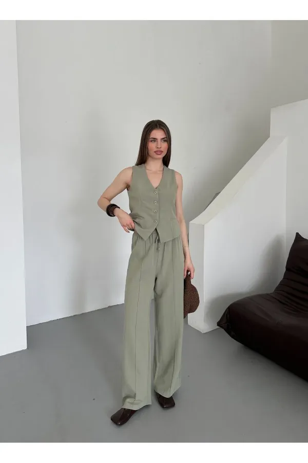 Ensemble gilet et pantalon 100% coton Çağla Lavin - 8347