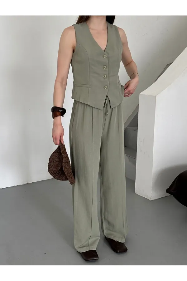 Ensemble gilet et pantalon 100% coton Çağla Lavin - 8347