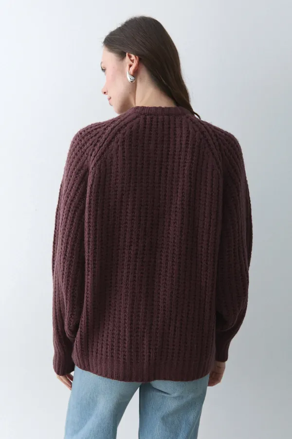 Burgundy 5-Button Cardigan - 251061 Burgundy 5-Button Cardigan - 251061