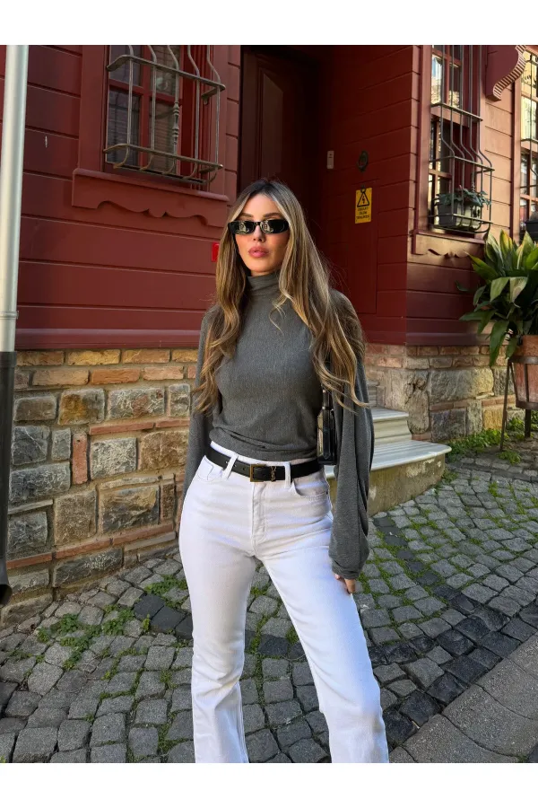 Beyaz İspanyol Paça Jean - 2106