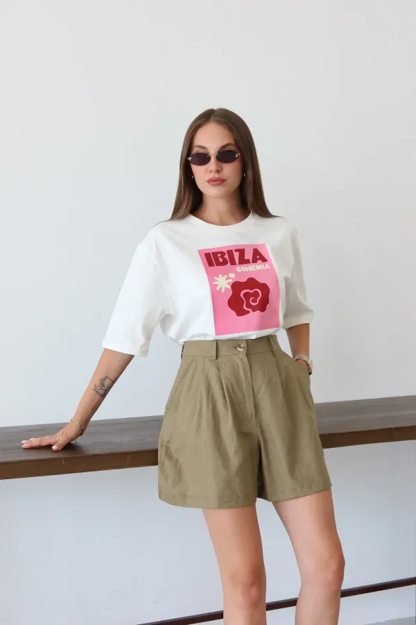 White Ibiza Print T-shirt - 0500 White Ibiza Print T-shirt - 0500