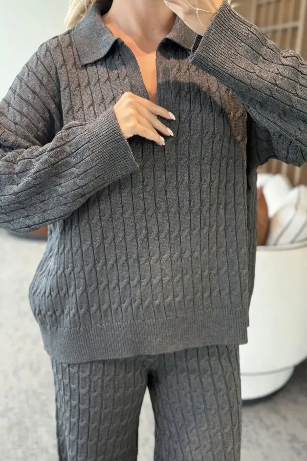 Ensemble pull en maille grise - 98074