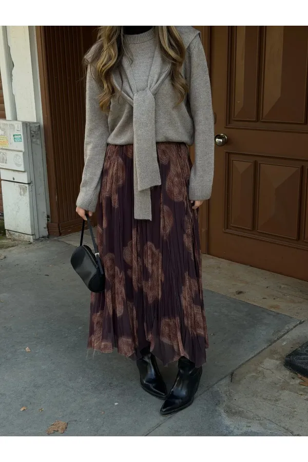 Açık Vizon Şal Detaylı Kazak - 251180