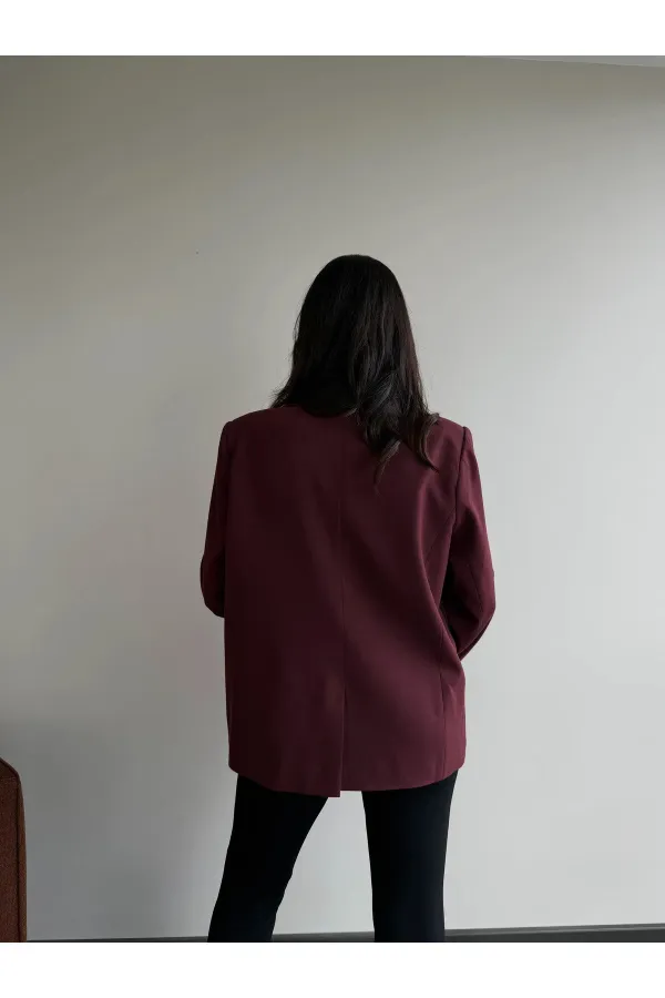 Burgundy Blazer Jacket - 7619