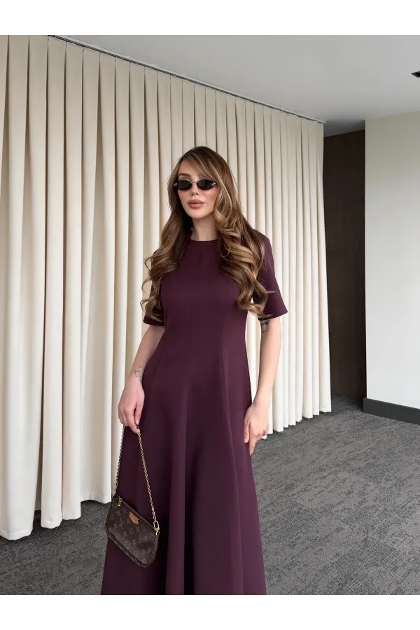 Bordo Godeli Elbise - 05174