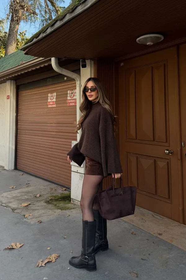 Brown Corduroy Oversize Sweater - 26808 Brown Corduroy Oversize Sweater - 26808