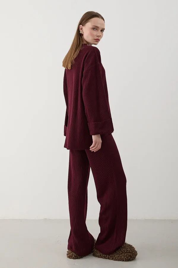 Burgundy Thessaloniki Knit Sweater Set - 4587 Burgundy Thessaloniki Knit Sweater Set - 4587