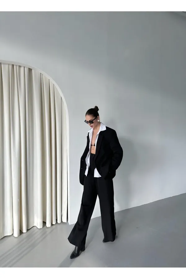 Siyah Cintia Ceket Pantolon Takım