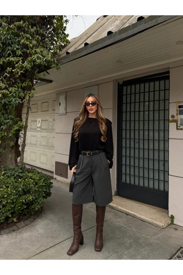 Antrasit Bermuda Şort - 40589