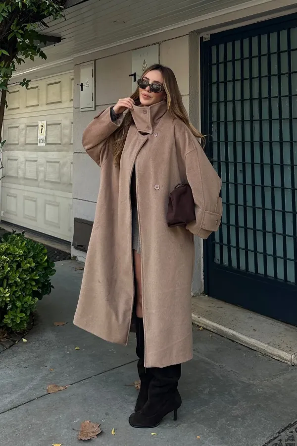 Mink Vittoria Button-Down Collar Coat - 2511 Mink Vittoria Button-Down Collar Coat - 2511
