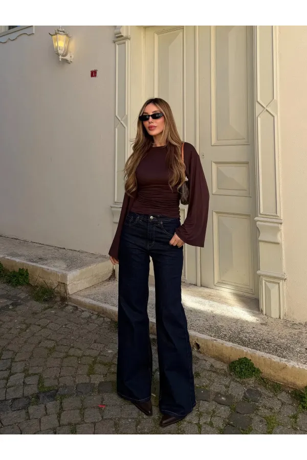 Lacivert Wide Leg Jean - 24124