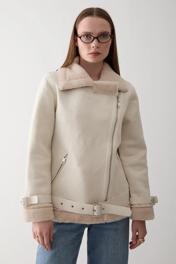 Off-white fur-lined coat Off-white fur-lined coat