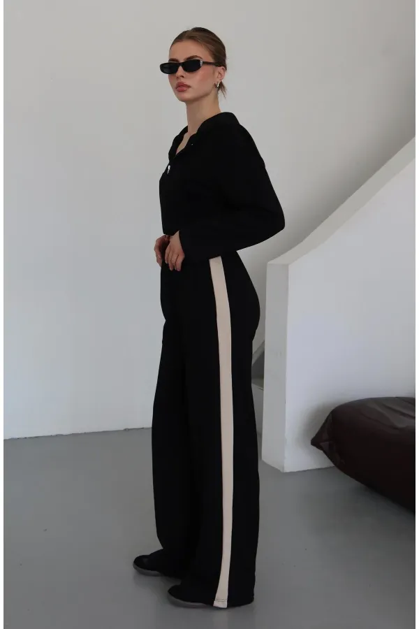 Ensemble noir à capuche et garnitures - 8569