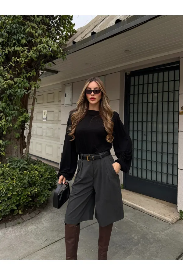 Antrasit Bermuda Şort - 40589