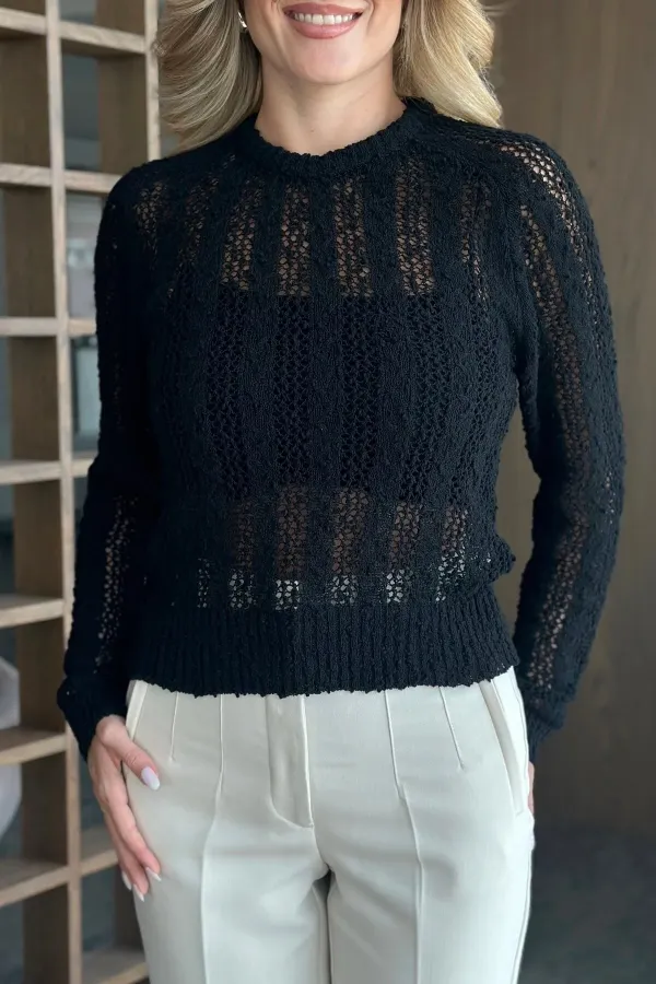 Chemisier noir en maille - 4413