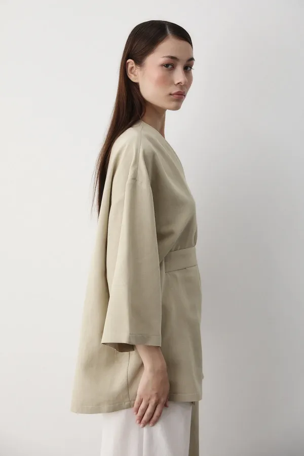 Mint Iç Kemerli Fakir Kol Kimono - 5383