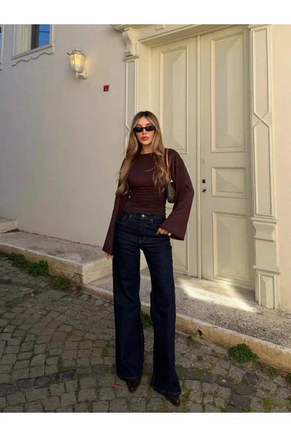 Lacivert Wide Leg Jean - 24124