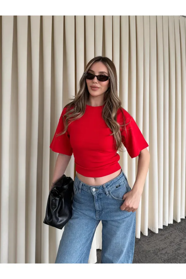 Red Side Draped Bodysuit - 261003