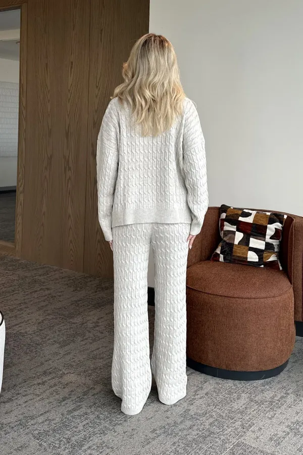 Ensemble pull en maille beige - 98074