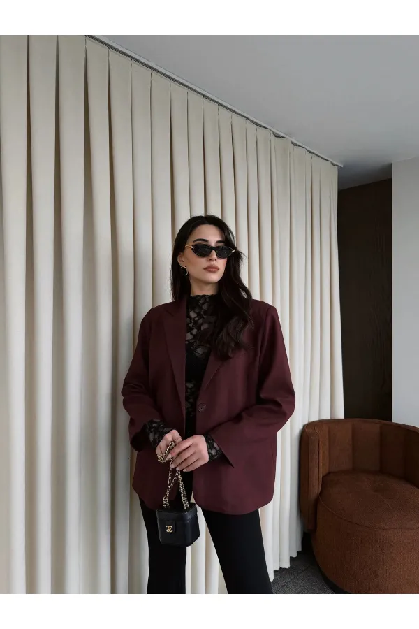 Burgundy Blazer Jacket - 7619