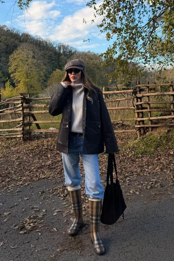 Manteau en velours marron avec détail de col supplémentaire - 5132