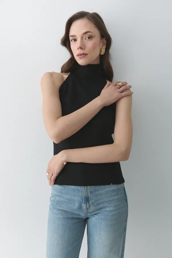 Débardeur noir à col roulé - 251004