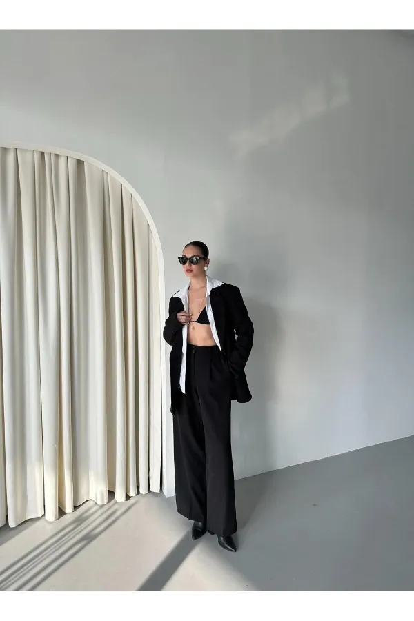 Siyah Cintia Ceket Pantolon Takım