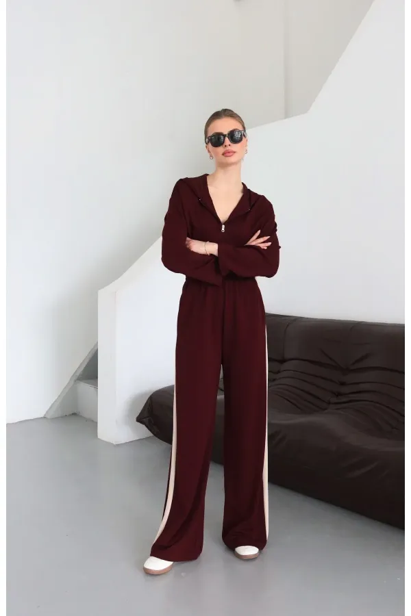 Ensemble bordeaux à capuche et garniture - 8569