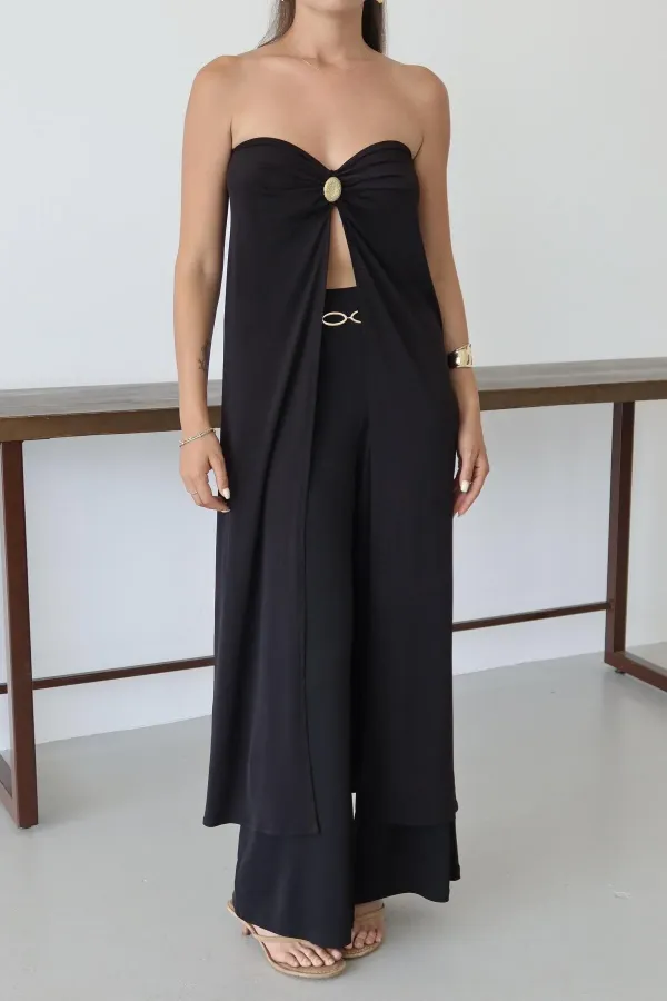 Ensemble cape et pantalon Black Bianca