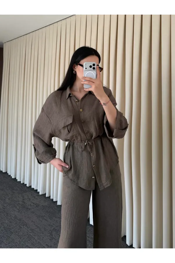 Koyu Kahve Gömlek Pantolon Takım - 51311