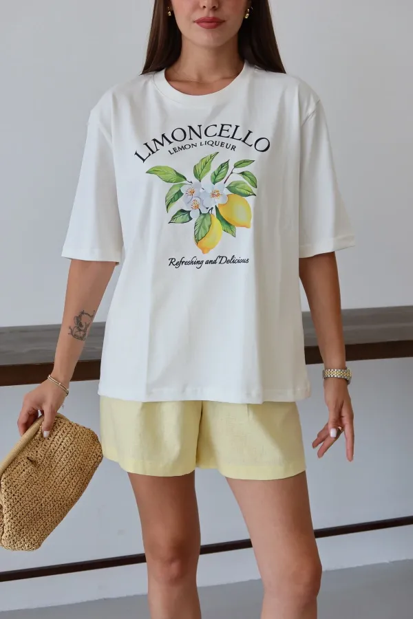 T-shirt imprimé Limoncello blanc - 0500