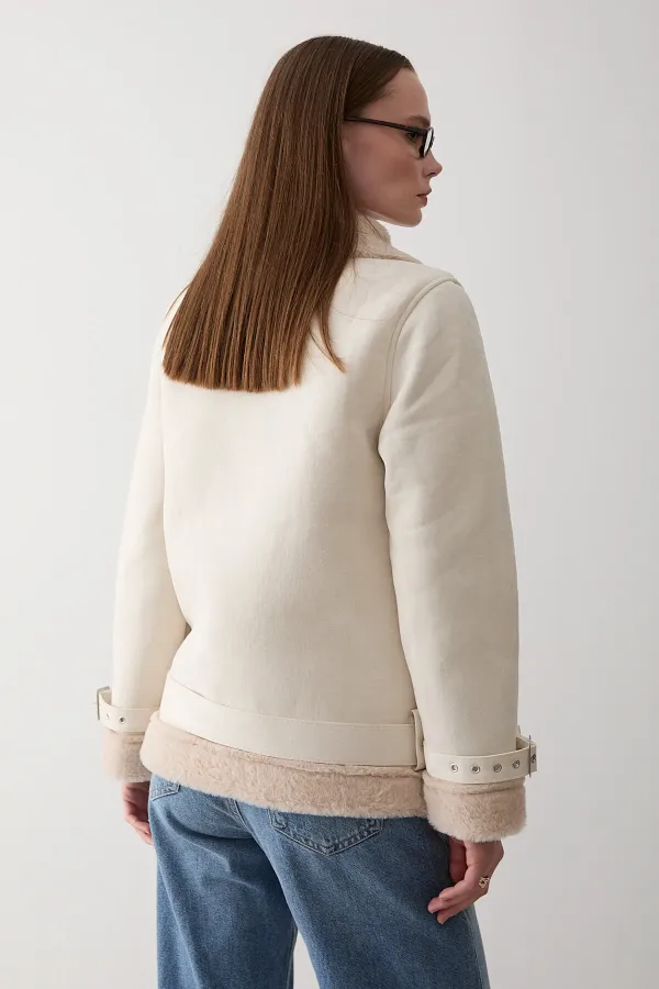 Off-white fur-lined coat Off-white fur-lined coat