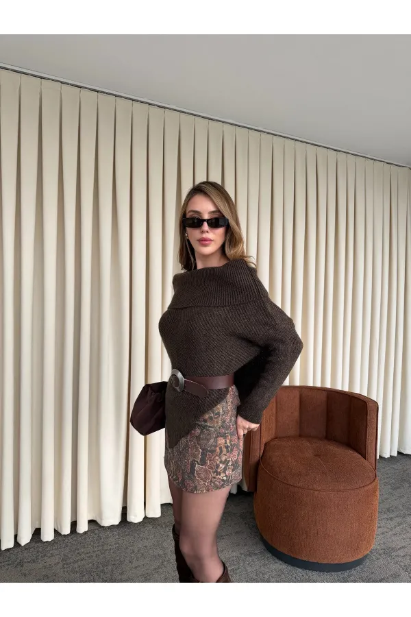 Jupe à motifs bordeaux et noir - 251151