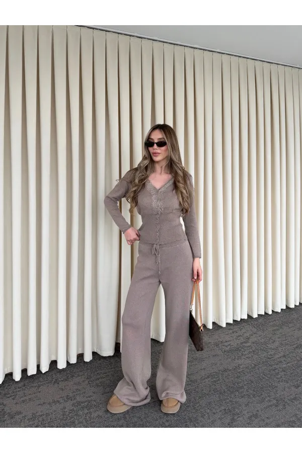 Mink Lace Two-Piece Knit Set - 2602