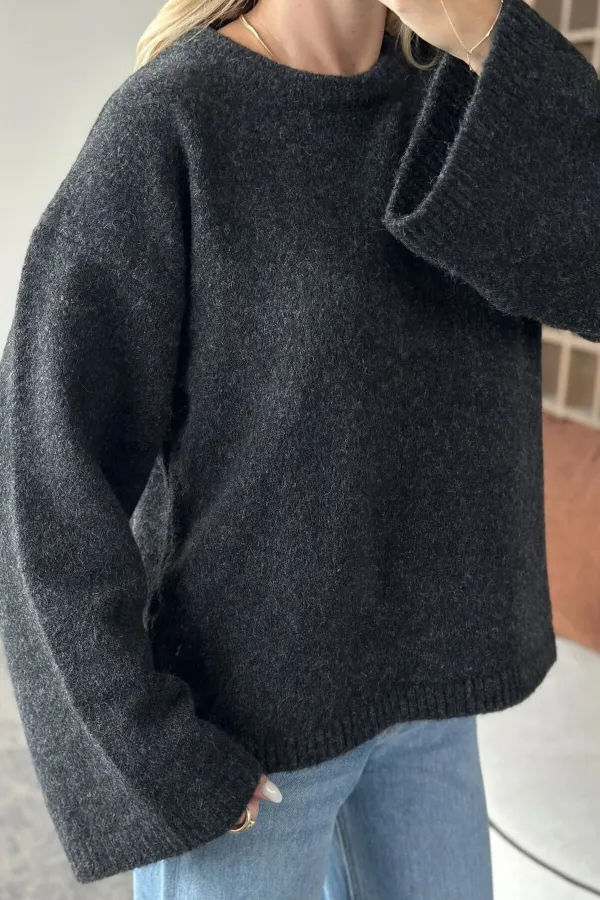 Antrasit Bisiklet Yaka Kazak - 04621