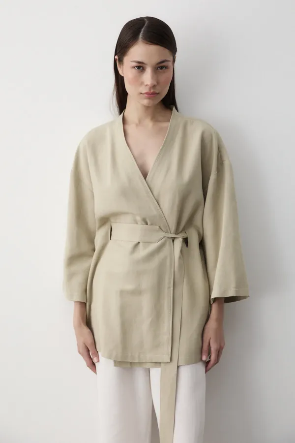 Mint Iç Kemerli Fakir Kol Kimono - 5383