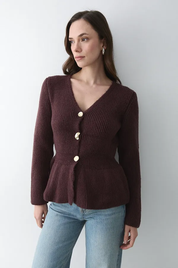 Gilet plissé bordeaux à 3 boutons - 251065