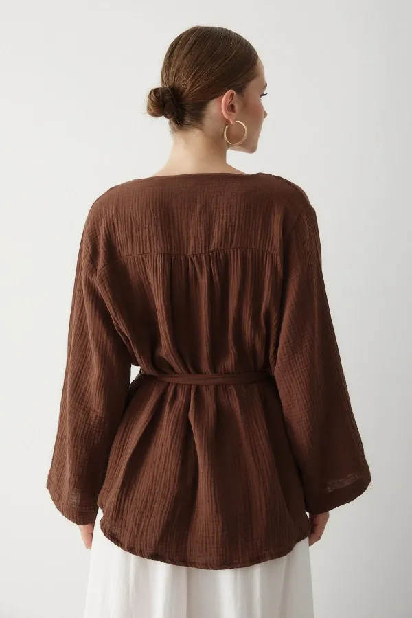 Brown Multi-Button Kimono Brown Multi-Button Kimono
