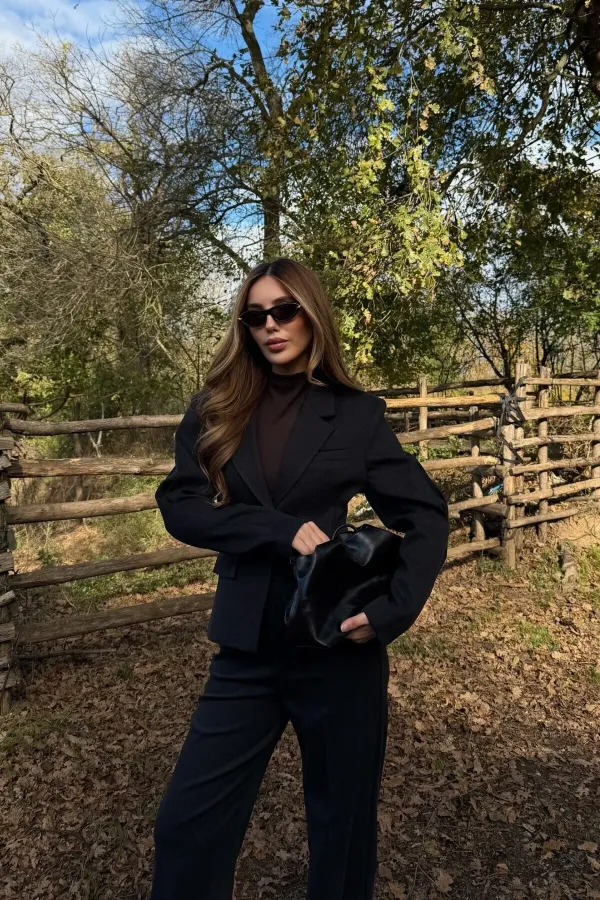 Siyah Tek Düğmeli Ceket Pantolon Takım - 9480