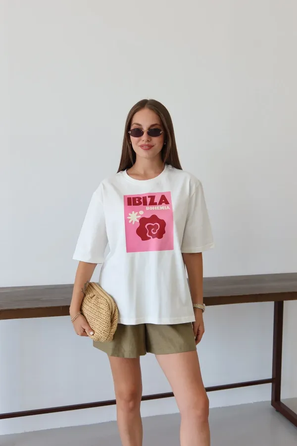 White Ibiza Print T-shirt - 0500 White Ibiza Print T-shirt - 0500