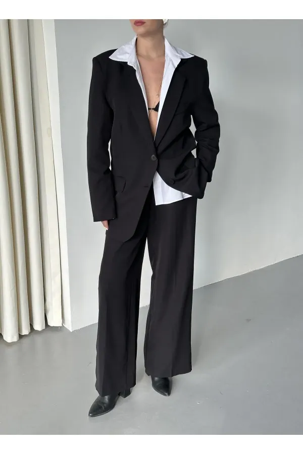 Siyah Cintia Ceket Pantolon Takım