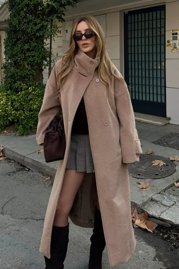 Mink Vittoria Button-Down Collar Coat - 2511 Mink Vittoria Button-Down Collar Coat - 2511