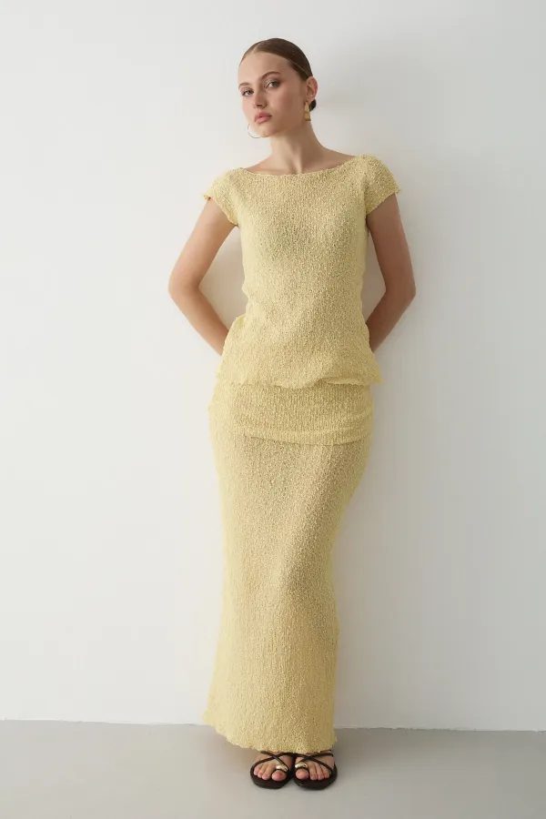 Ensemble deux pièces jaune drapé - 7257