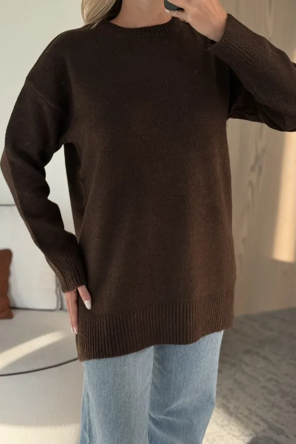 Kahverengi Triko Kazak - 04595