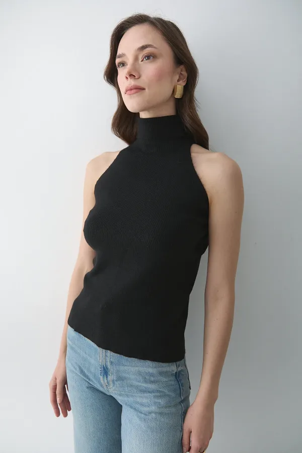 Débardeur noir à col roulé - 251004