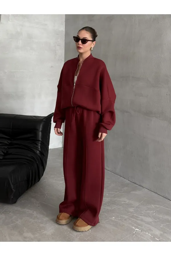 Burgundy Nora Tracksuit Set - 8001 Burgundy Nora Tracksuit Set - 8001