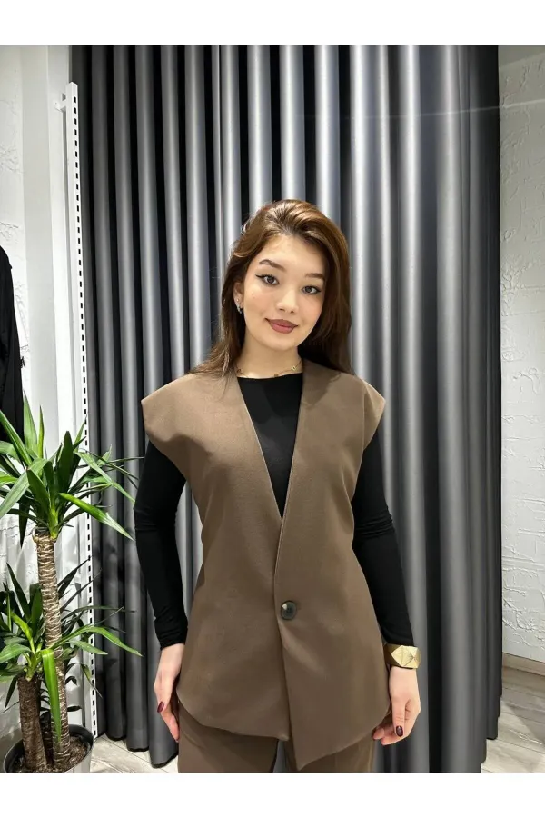 Gilet élégant à taille élastiquée avec cordon de serrage