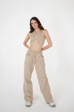 Rise Pants Beige